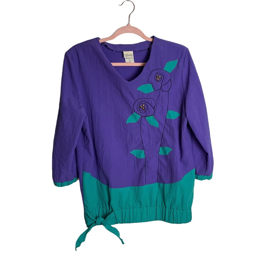 Vintage wearable art puff floral top Pykettes